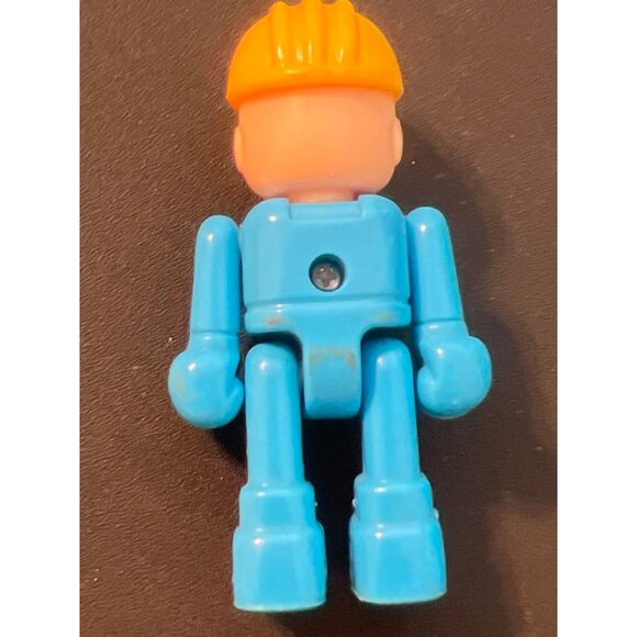 Vintage Playmobil Construction Worker Figure Blue Body Yellow Hat Estate 2.5" - Picture 3 of 4